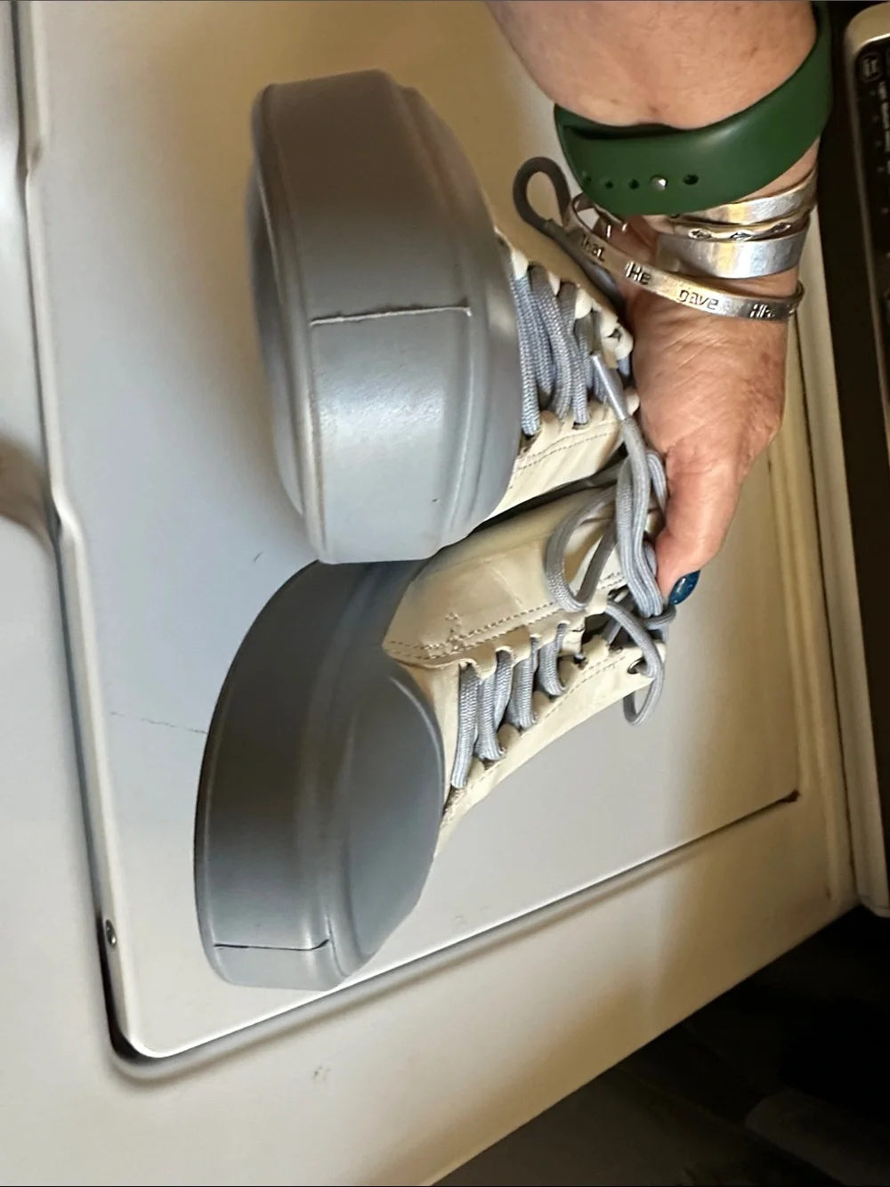Ecco Beige Leather Sneakers with Gray Accents